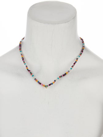 Necklace 14K Dyed Quartzite, Onyx & Diamond Bead Necklace