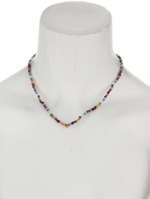 Necklace 14K Dyed Quartzite, Onyx & Diamond Bead Necklace