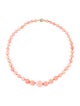 Necklace 18K Coral & Diamond Graduated Bead Strand Necklace