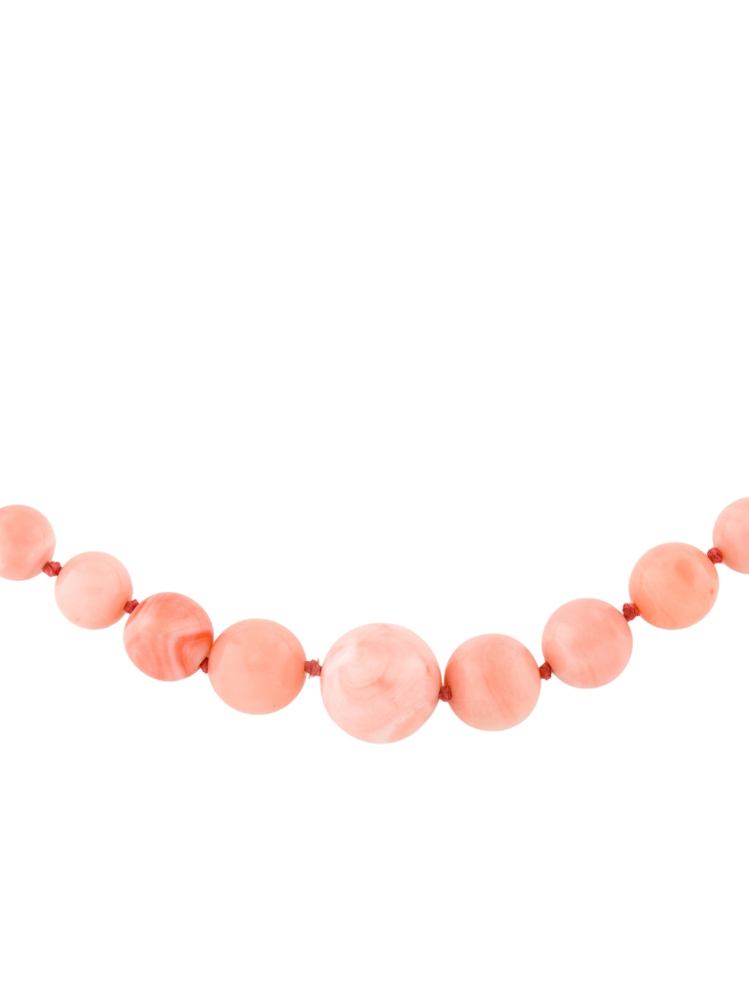 Necklace 18K Coral & Diamond Graduated Bead Strand