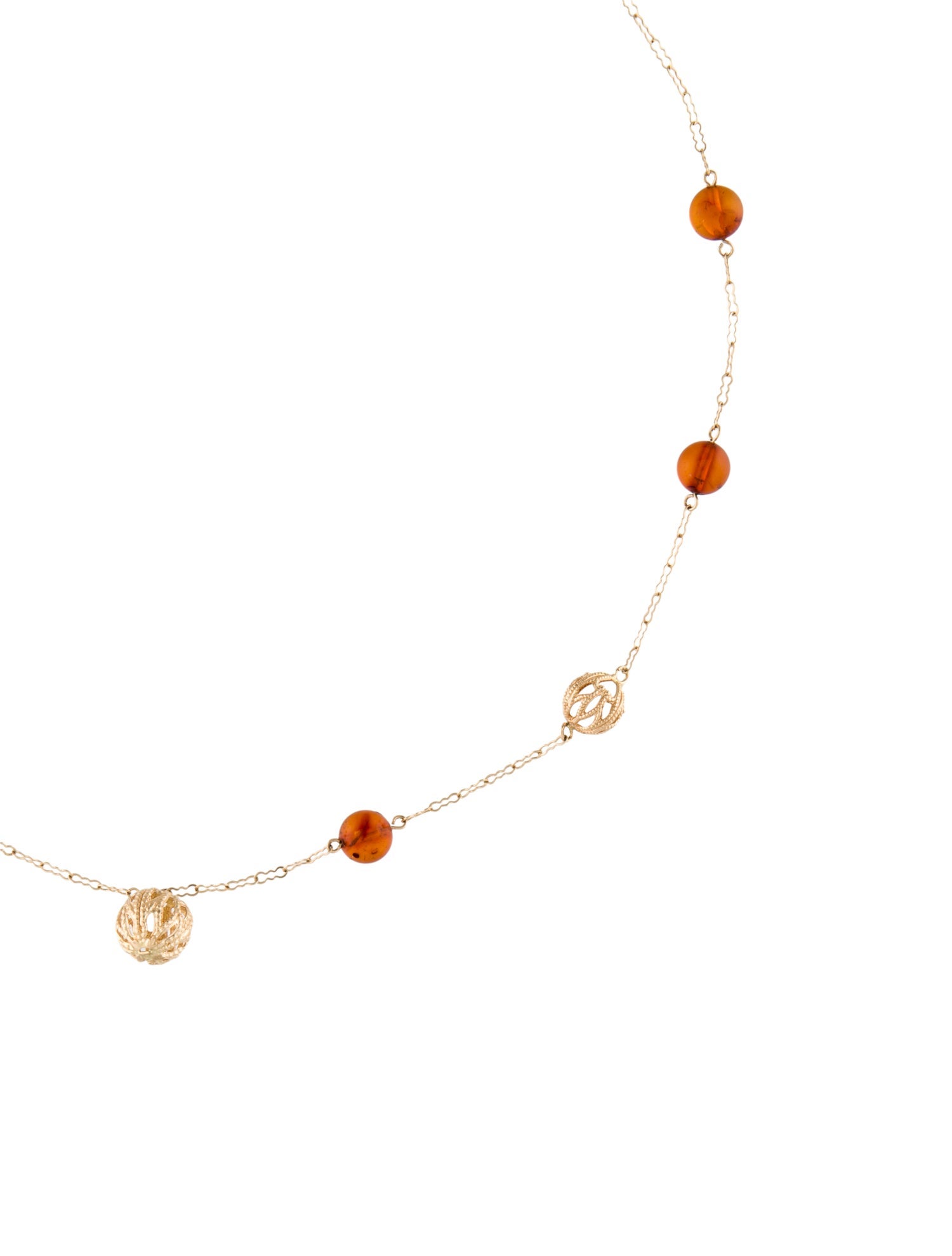 Necklace 14K Amber Bead Station Collar