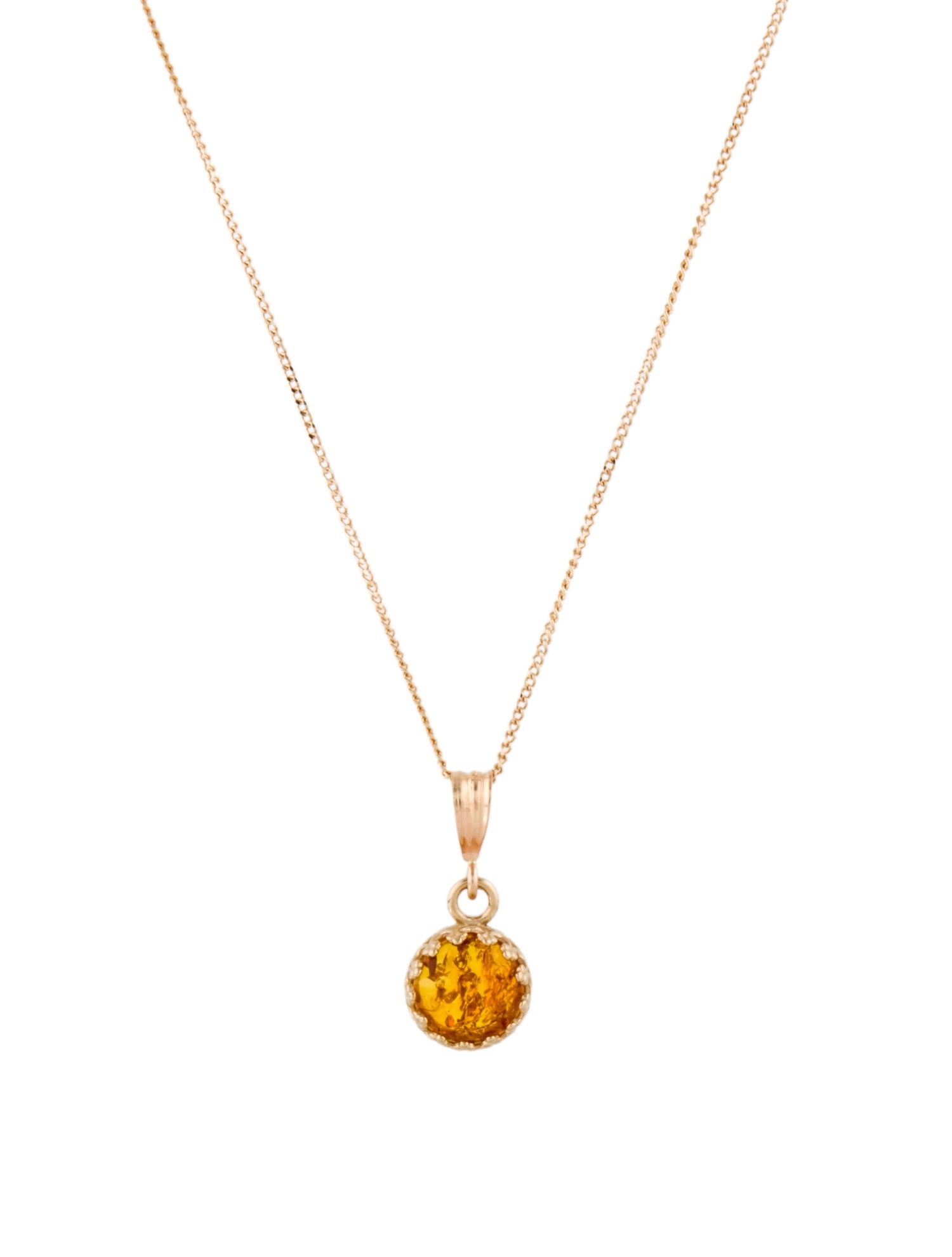 Necklace 14K Amber Pendant