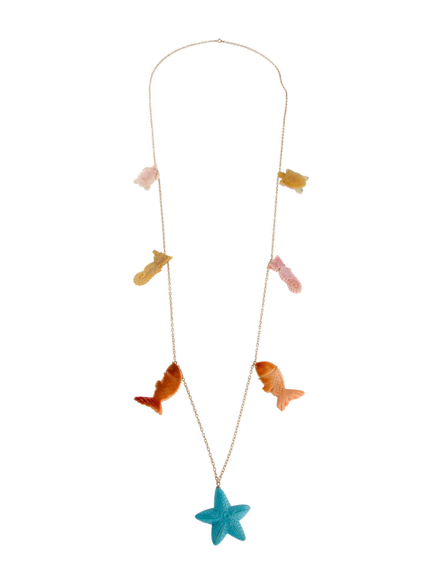 Necklace 14K Ceramic & Mother of Pearl Station Necklace