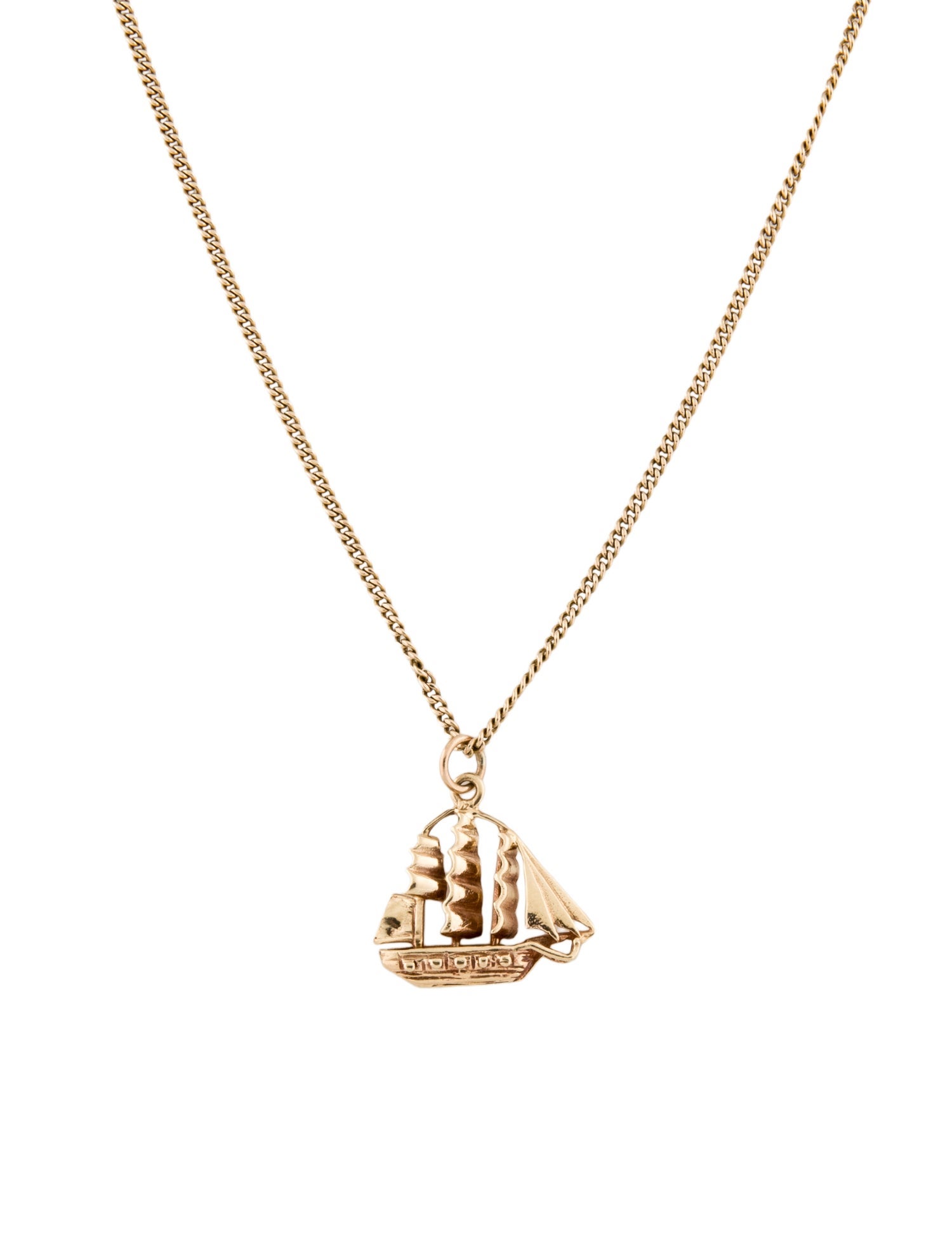 Necklace 14K Sailing Ship Pendant Necklace
