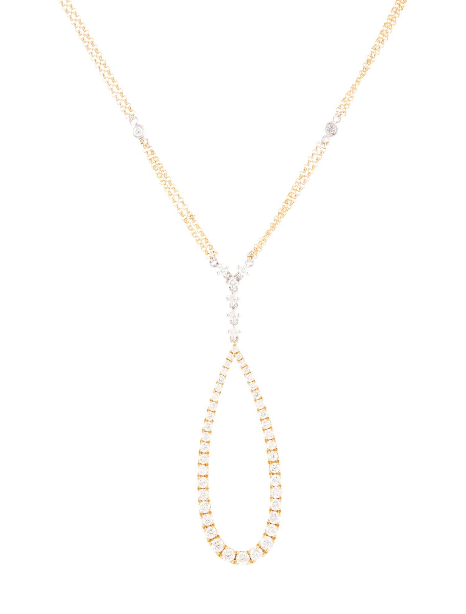 Necklace 18K 1.16ctw Diamond Open Pear MOtif Pendant