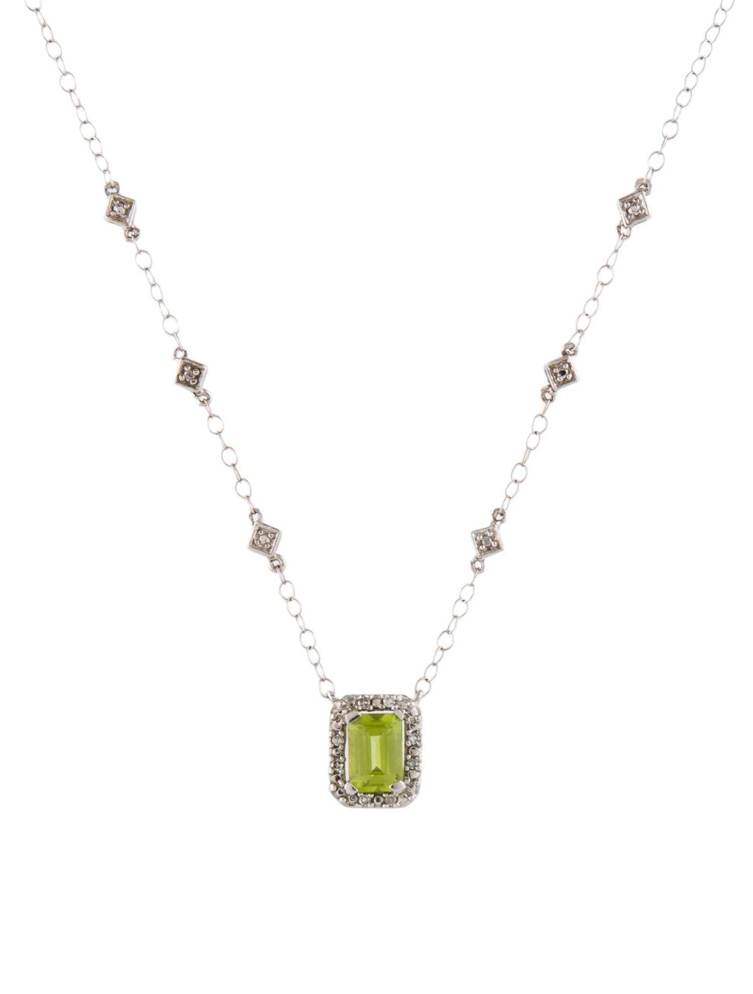 Necklace 10K Peridot & Diamond Pendant