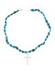Necklace 14K Pearl & Turquoise Cross Pendant Necklace