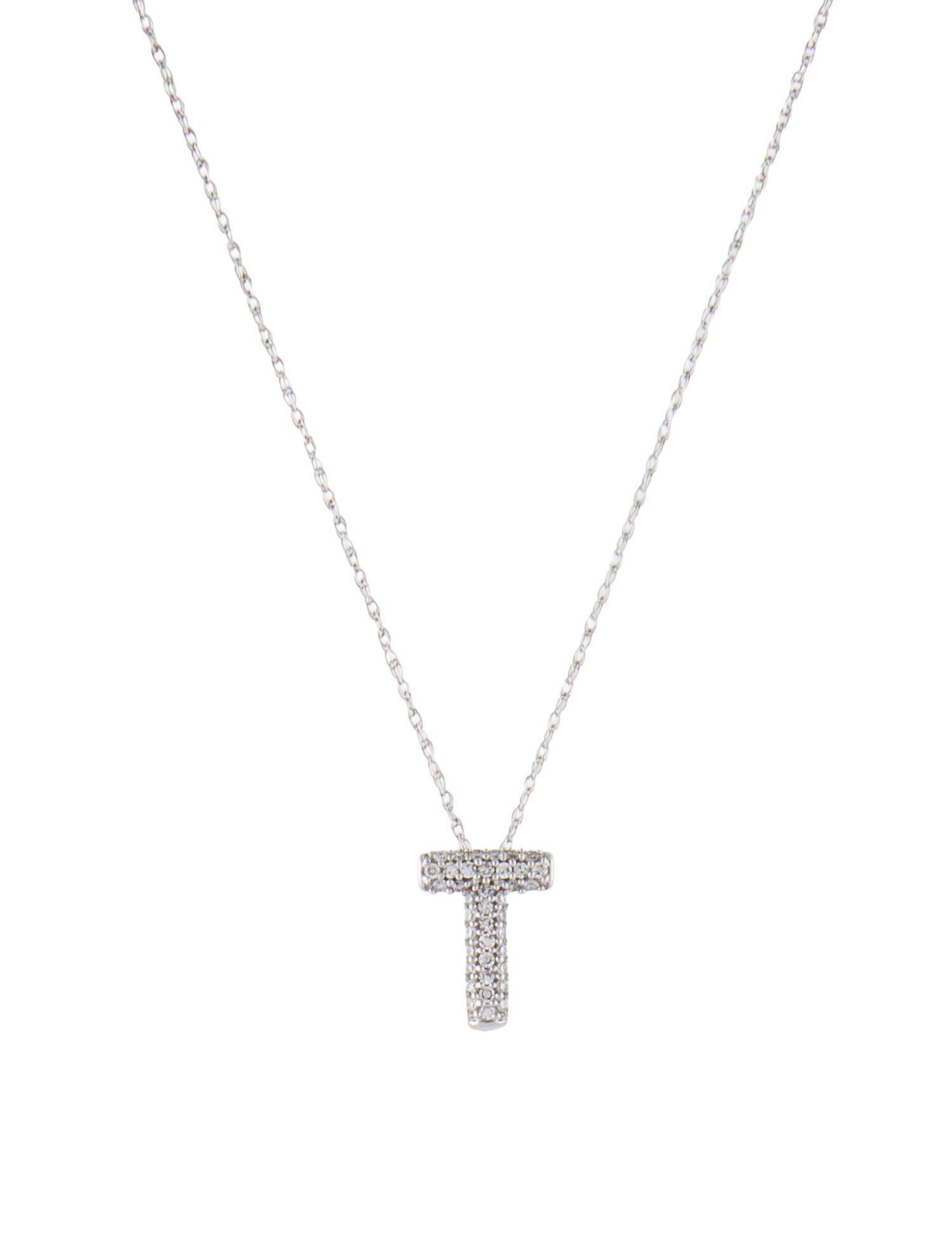 Necklace 10K Diamond Initial 'T' Pendant
