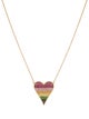 Necklace 14K Multistone Rainbow Heart Pendant Nacklace