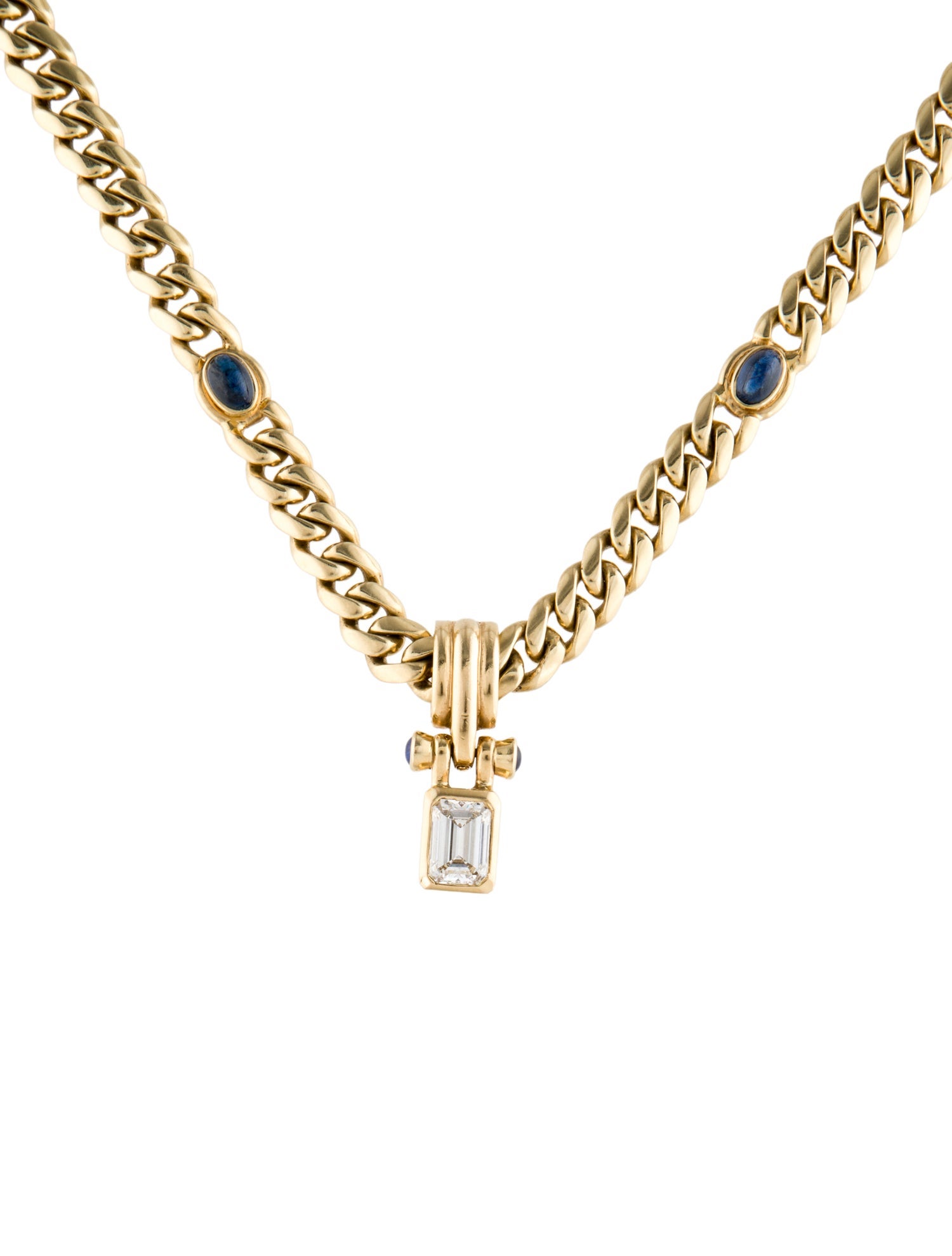 Necklace 14K Diamond & Sapphire Pendant Necklace