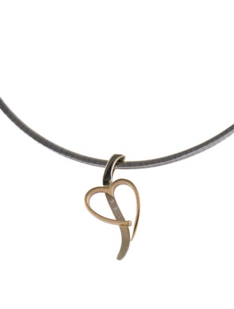 Necklace 14K Diamond Heart Reversible Omega Chain Necklace