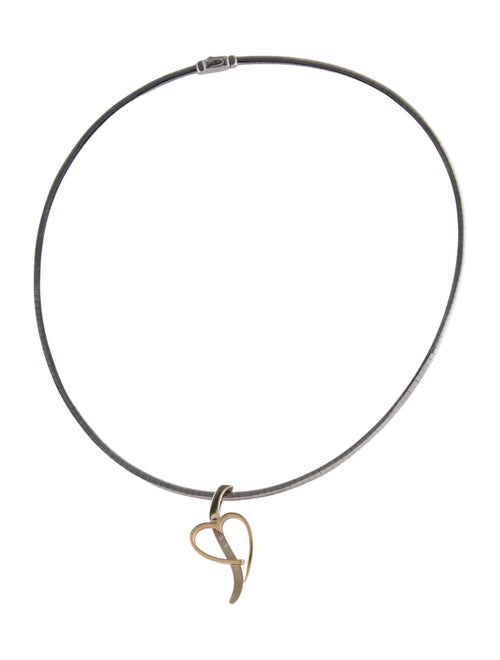 Necklace 14K Diamond Heart Reversible Omega Chain Necklace