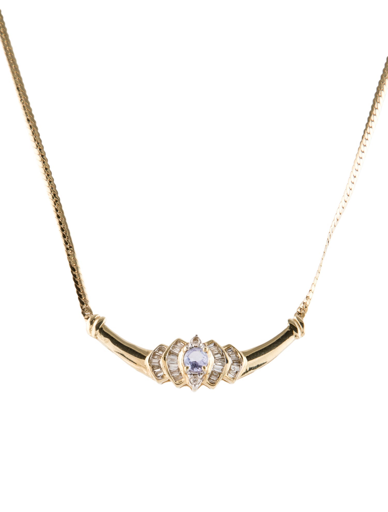 Necklace 14K Tanzanite & Diamond Pendant Necklace