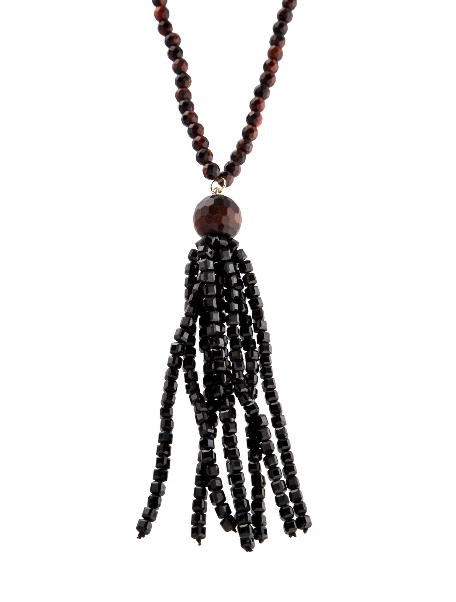 Necklace Tiger's Eye Quartz & Spinel Beaded Lariat Necklace