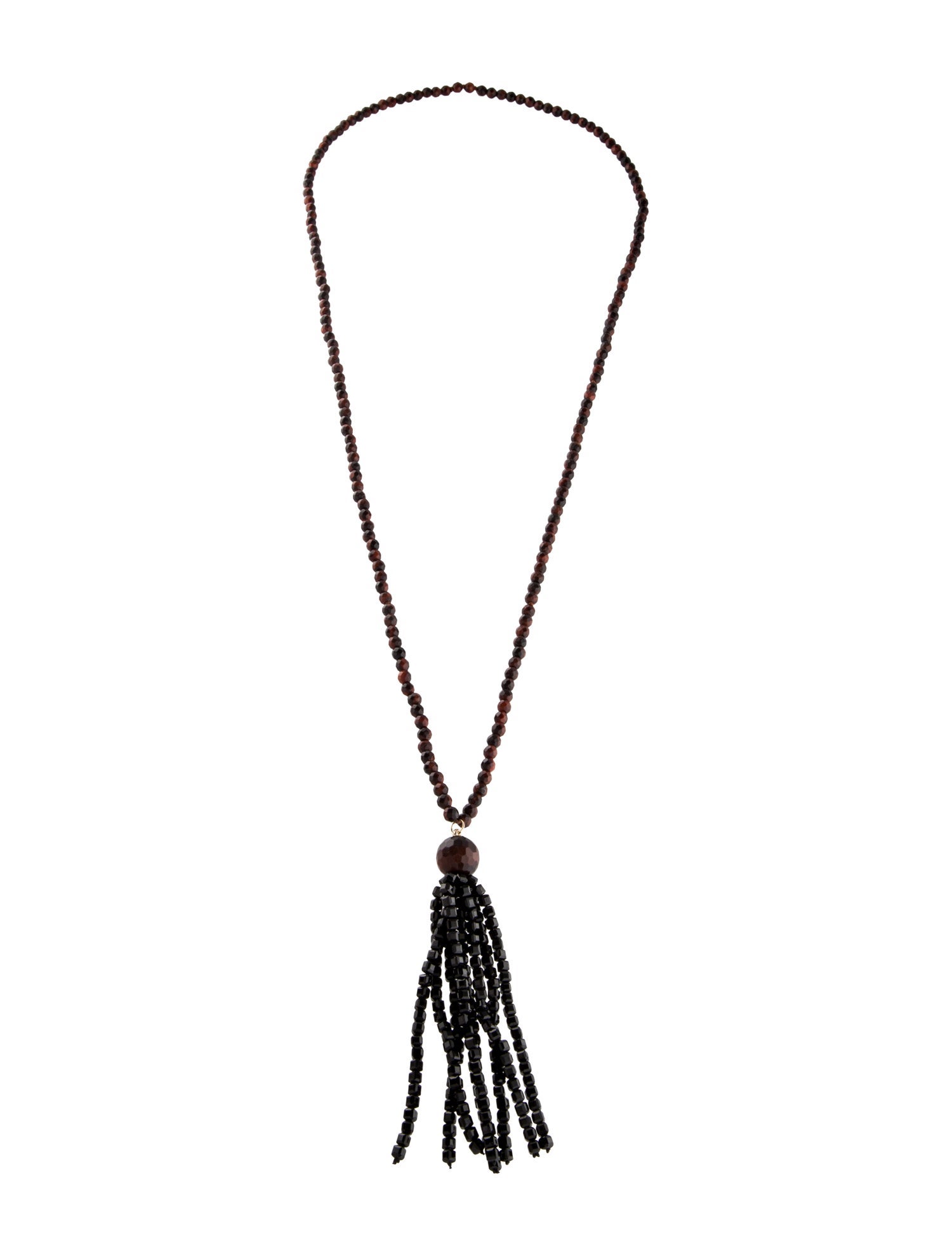 Necklace Tiger's Eye Quartz & Spinel Beaded Lariat Necklace