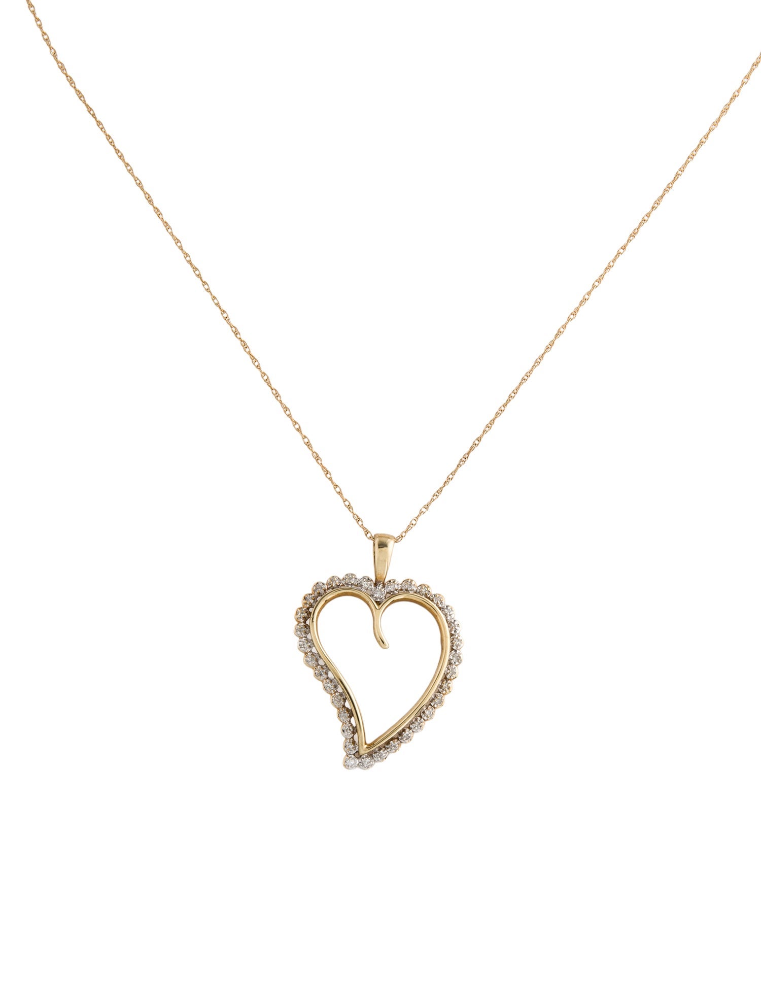 Necklace 10K Diamond Heart Pendant w/ 14K Chain