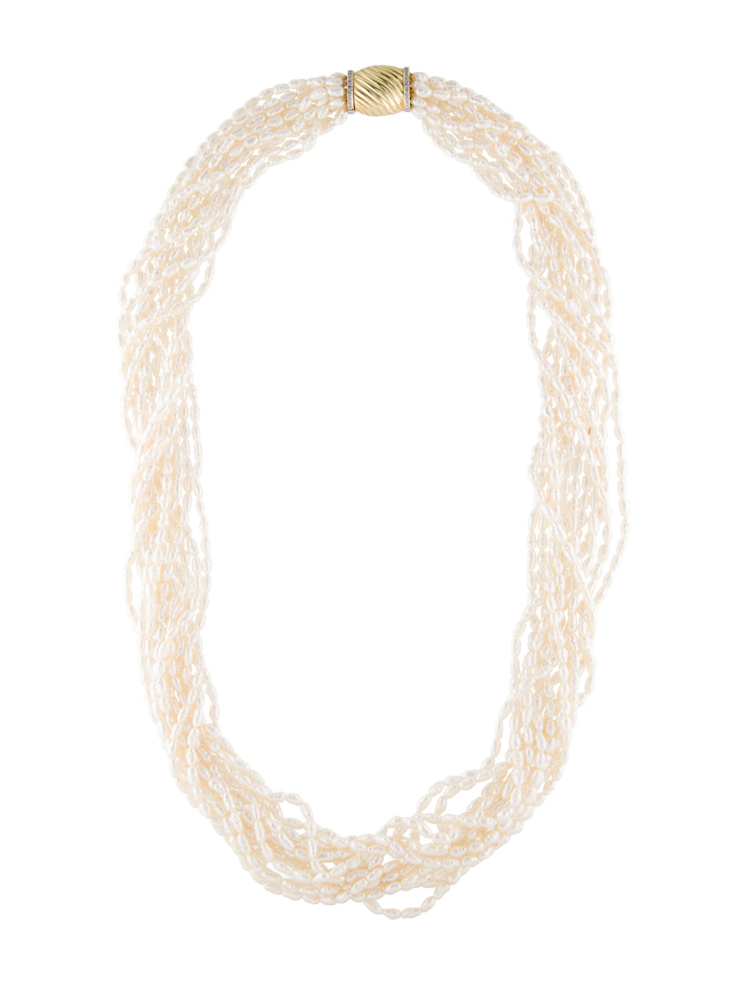 Necklace 14K Pearl & Diamond Multistrand Necklace
