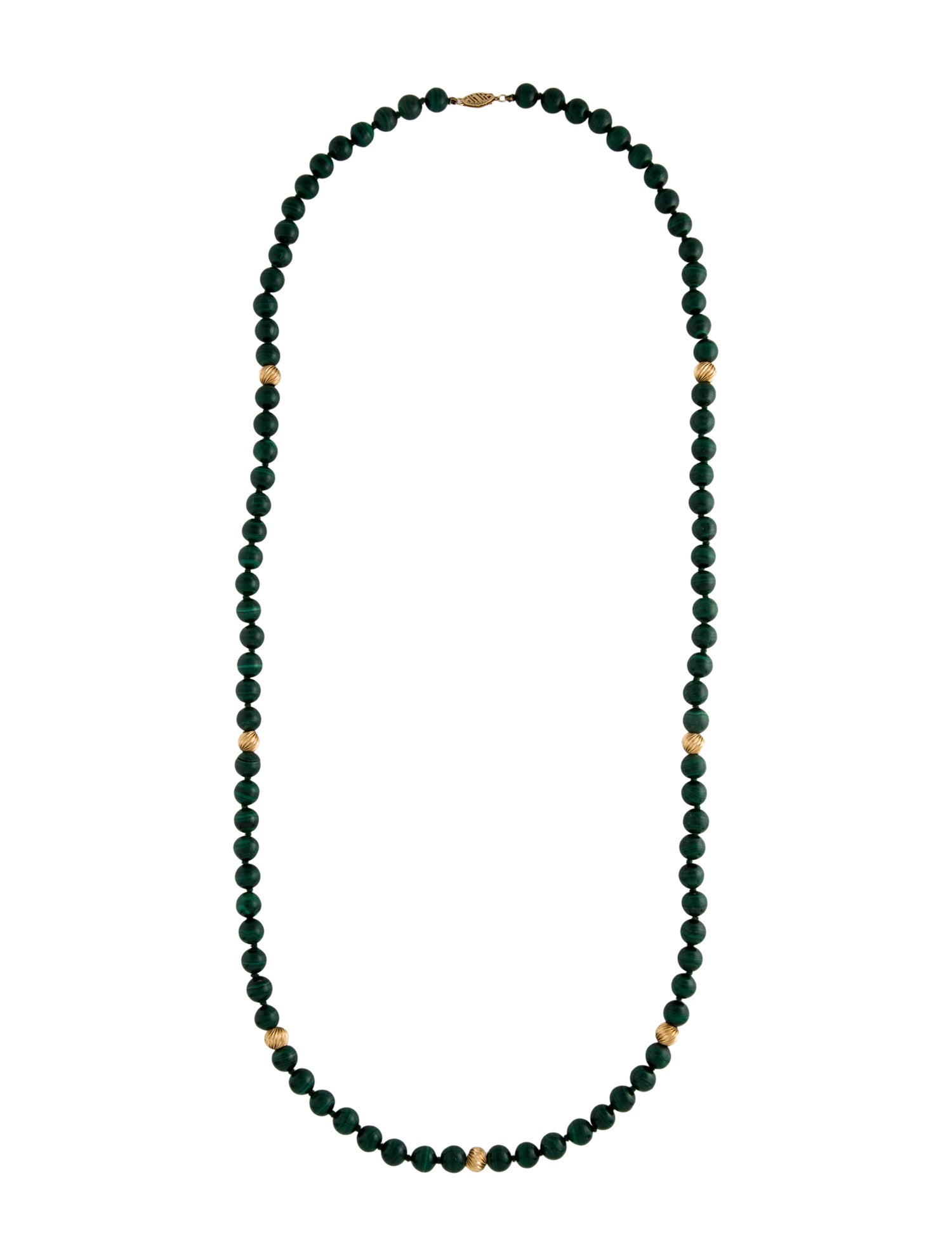 Necklace 14K Malachite Bead Strand
