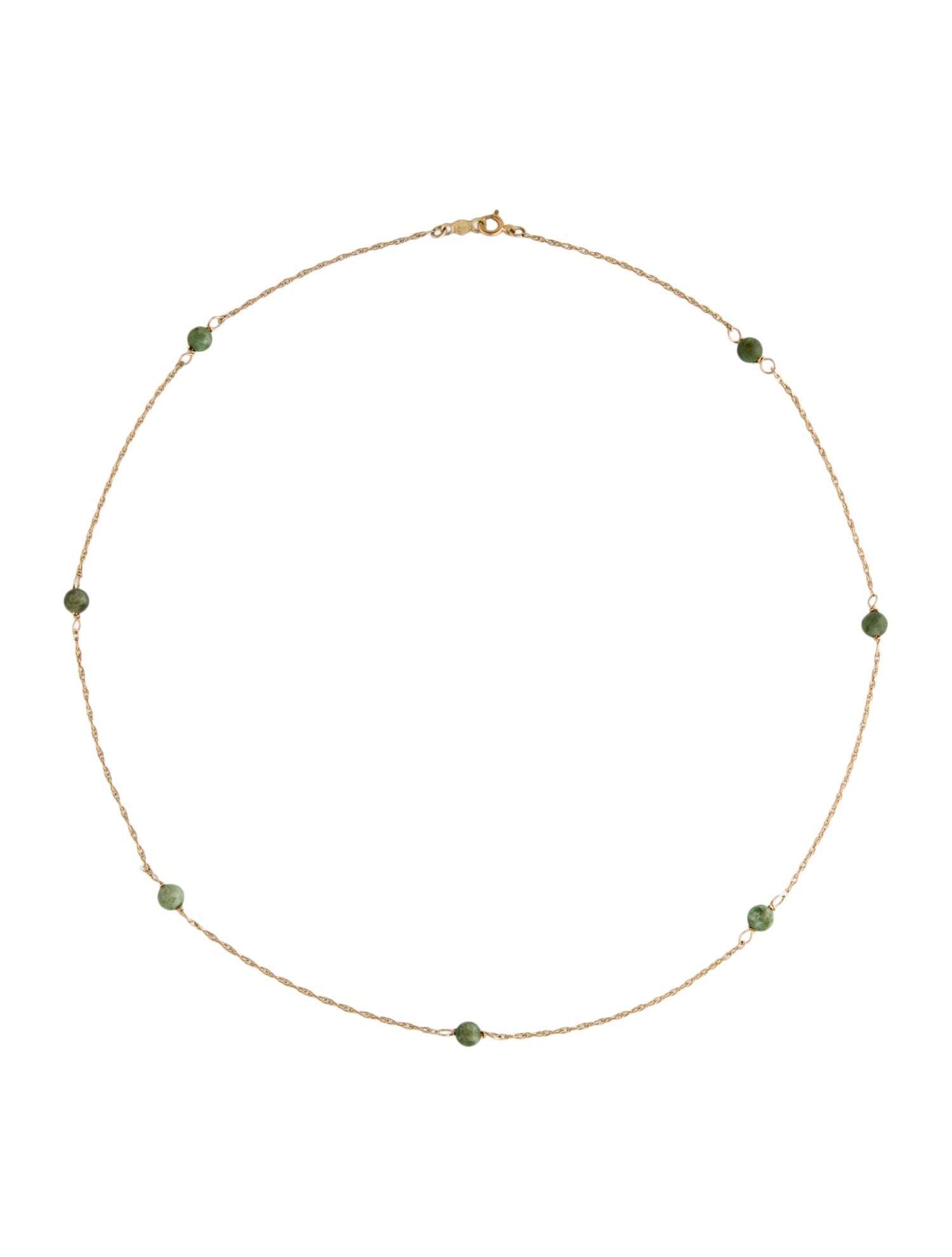 Necklace 14K Nephrite Station