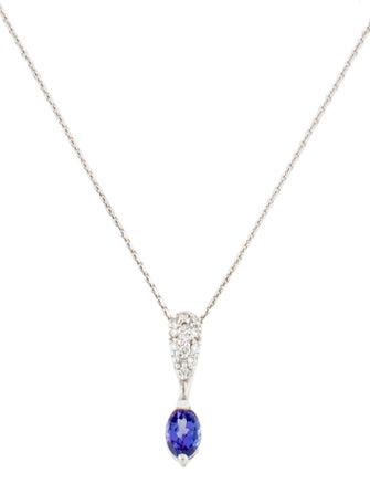 Necklace 14K Tanzanite & Diamond Pendant Necklace