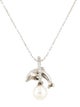 Necklace 14K Pearl & Diamond Dolphin Pendant Necklace