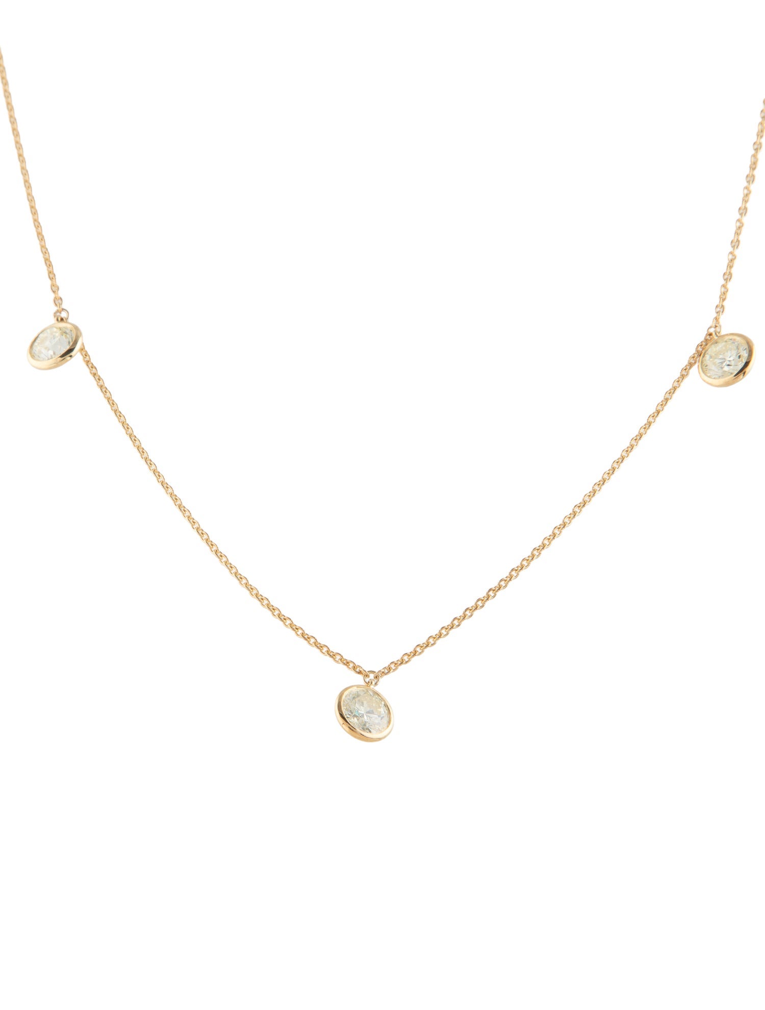 Necklace 14K 1.55ctw Diamond Dangle Station Necklace