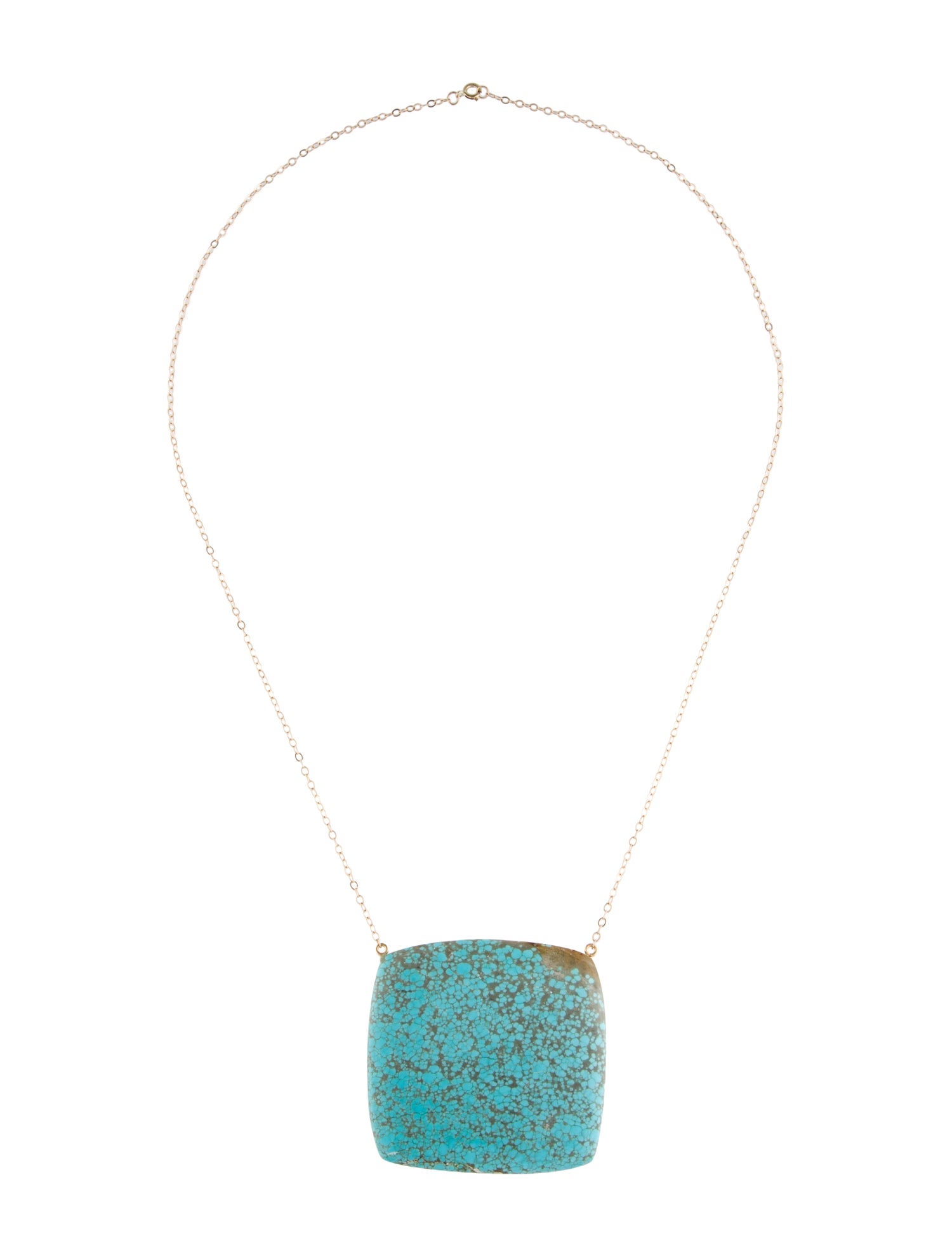 Necklace 14K Turquoise Square Pendant