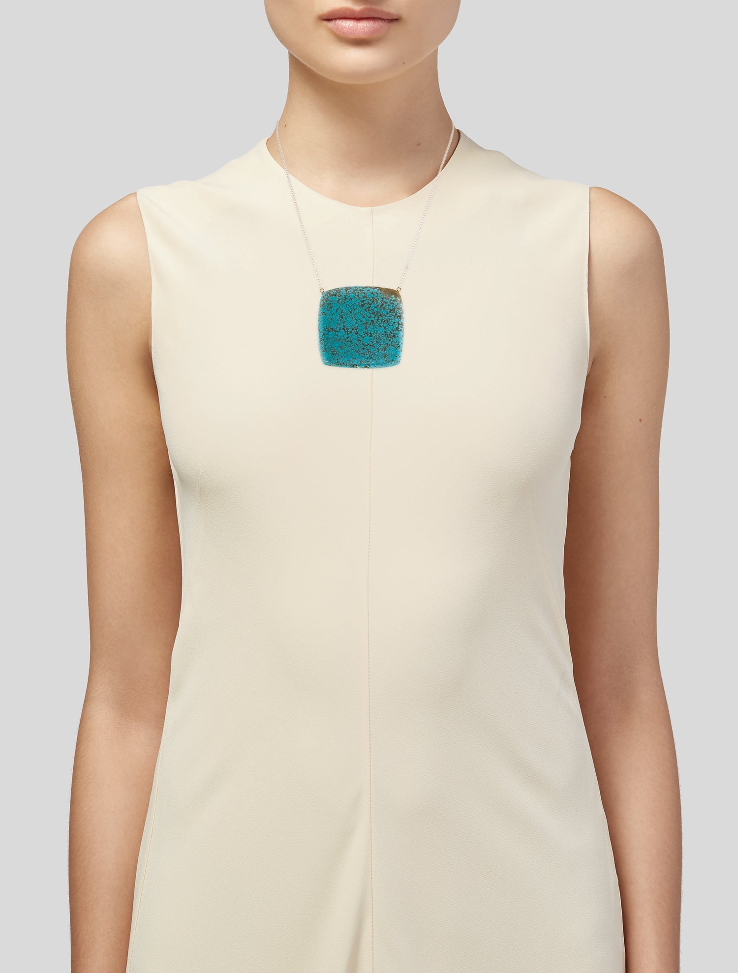 Necklace 14K Turquoise Square Pendant