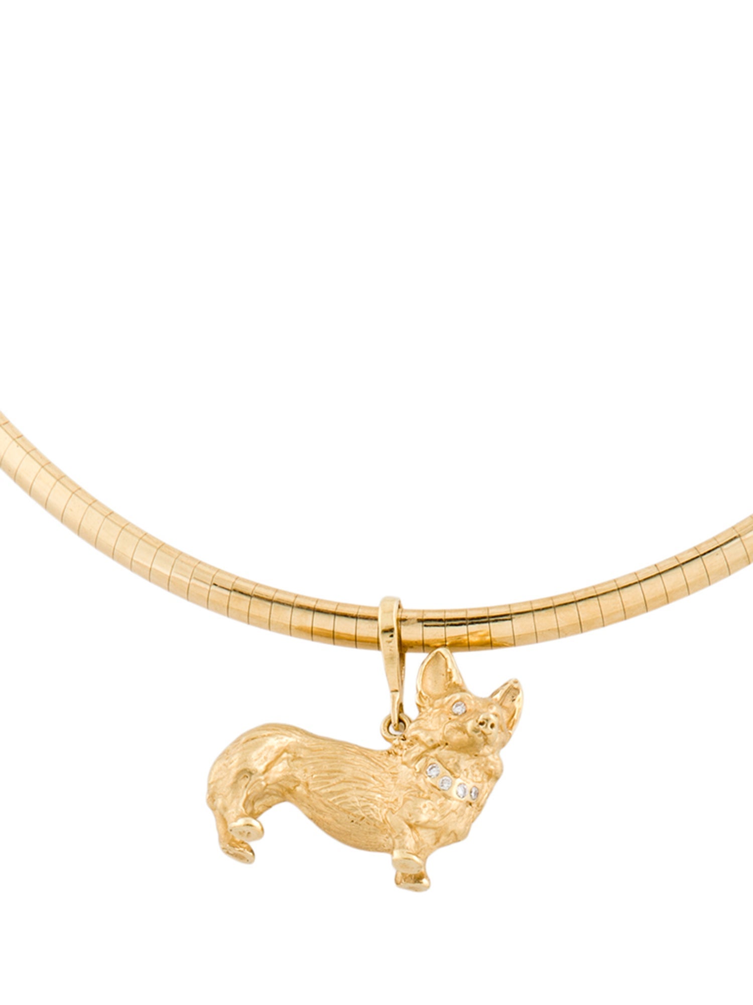Necklace Craig Drake 18K Diamond Corgi Dog Pendant Necklace