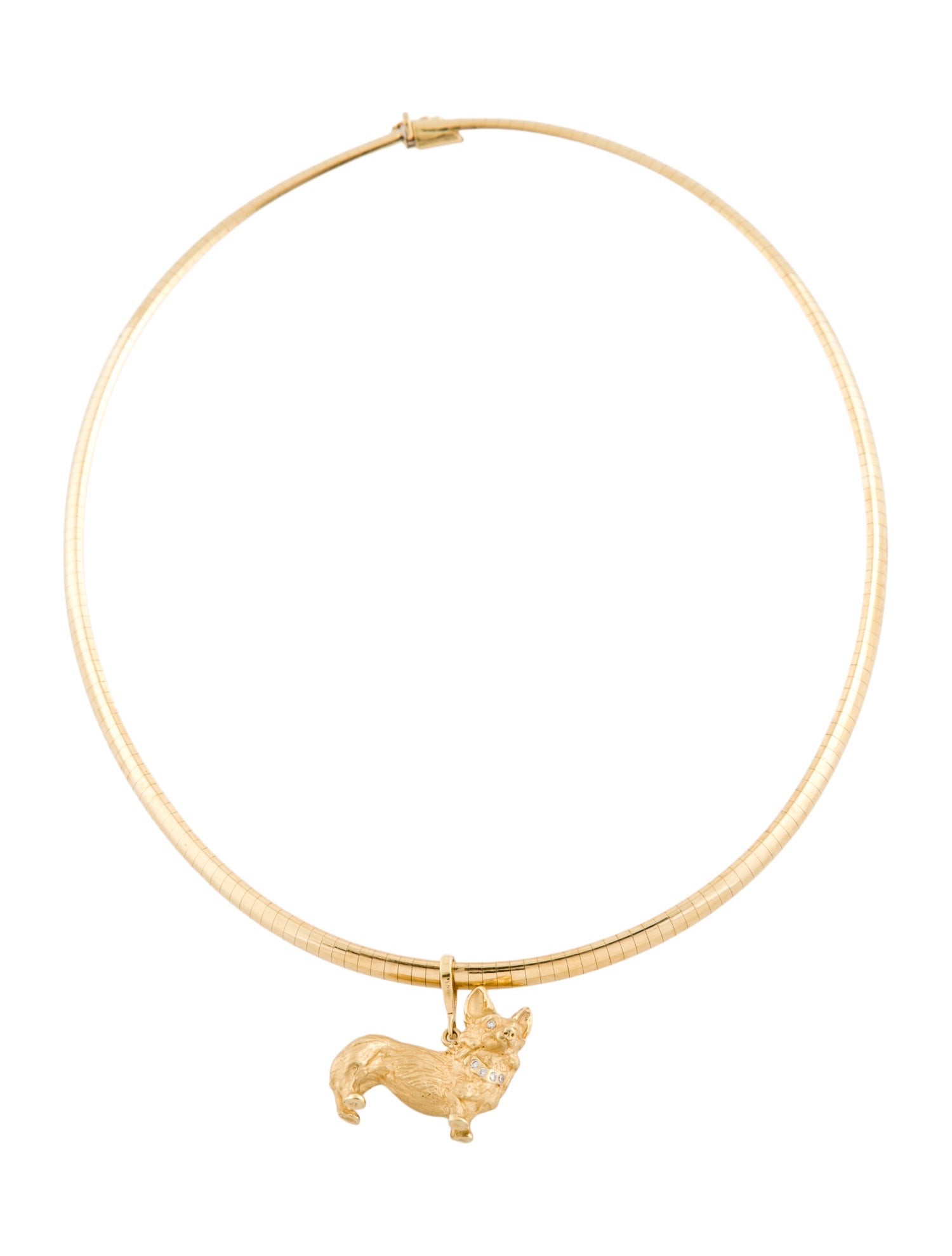 Necklace Craig Drake 18K Diamond Corgi Dog Pendant Necklace