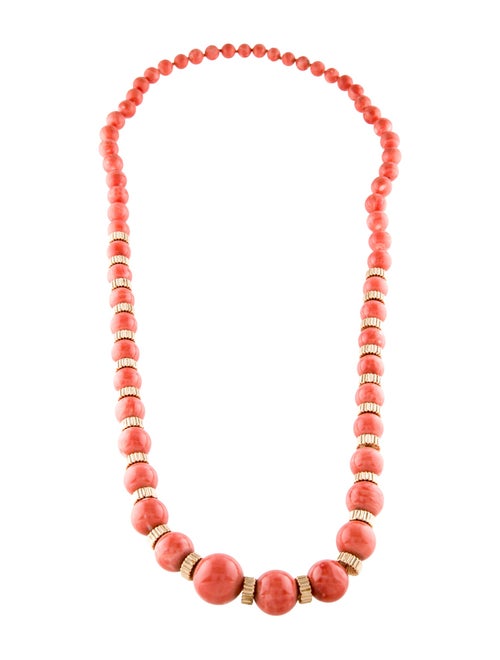 Necklace 14K Coral Graduated Bead Strand Necklace