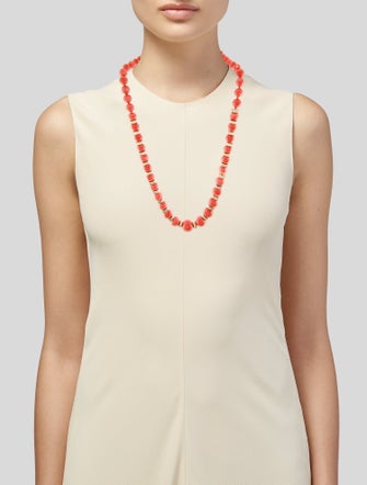Necklace 14K Coral Graduated Bead Strand Necklace