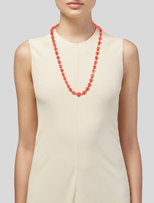 Necklace 14K Coral Graduated Bead Strand Necklace