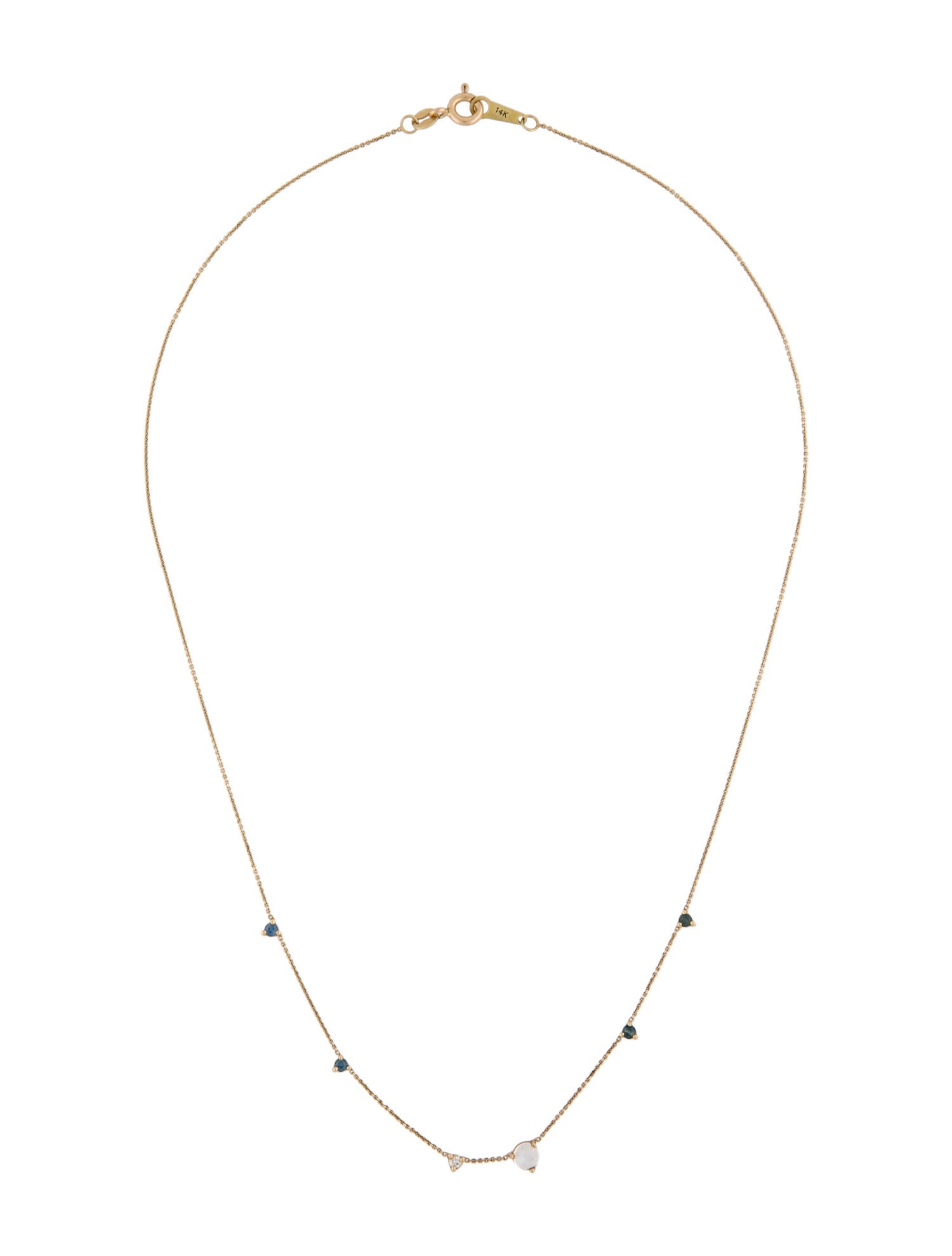 Necklace 14K Labradorite & Sapphire Station