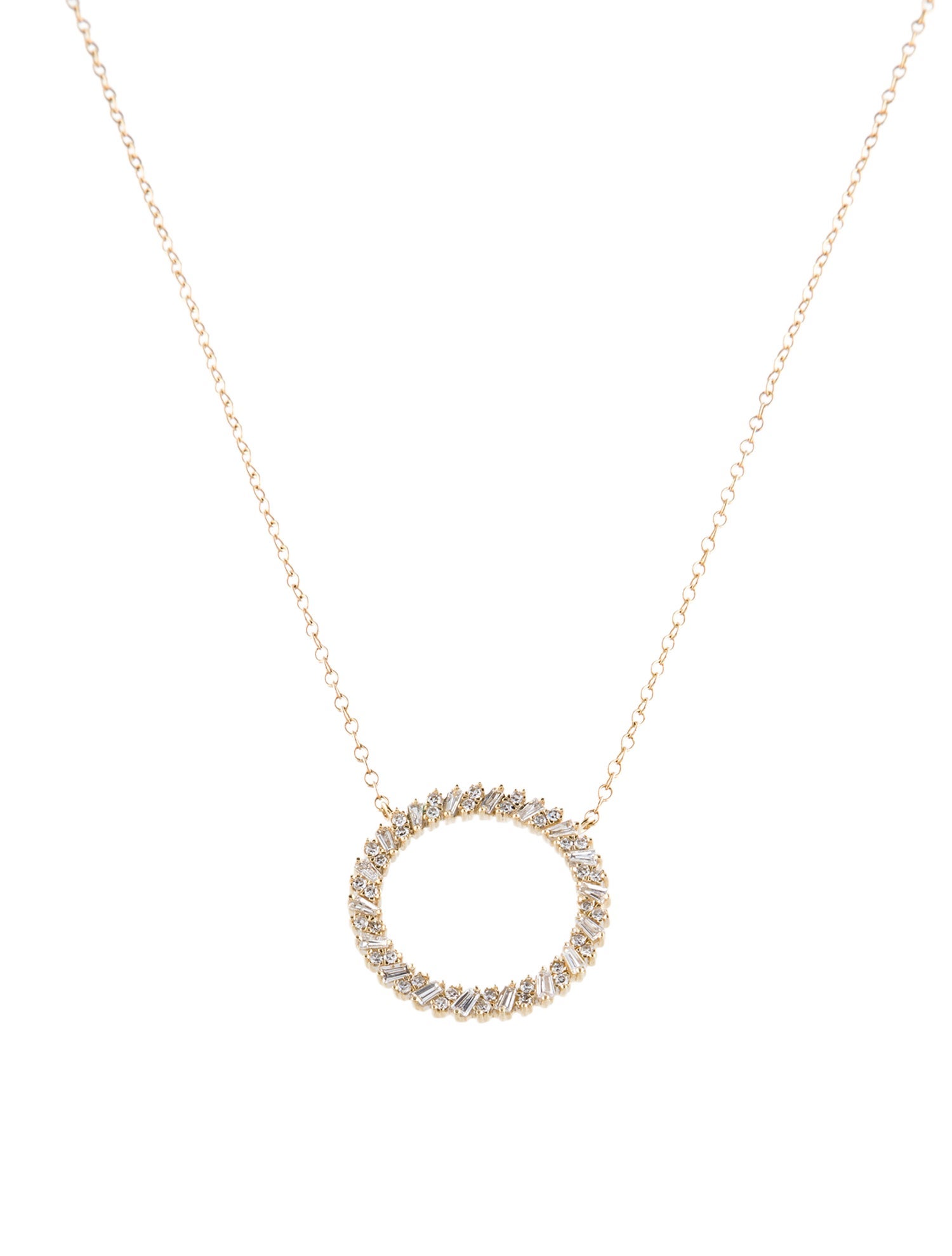 Necklace 14K Diamond Circle Pendant Necklace