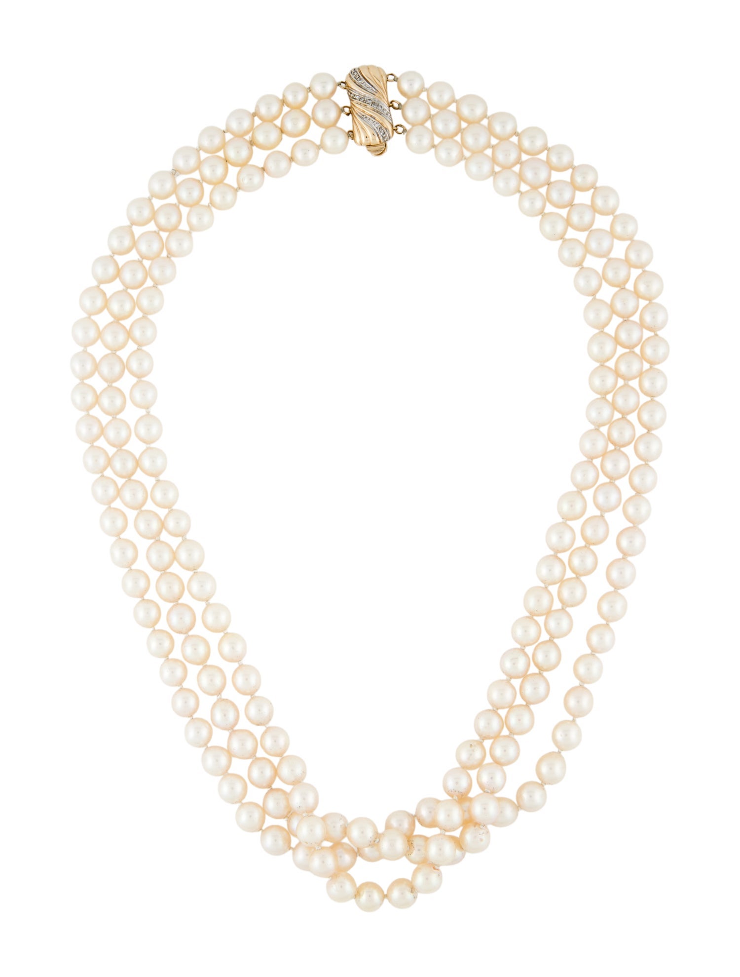 Necklace 14K Pearl & Diamond Multistrand