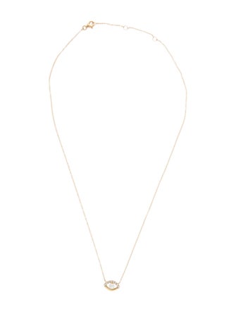 Necklace 14K Pearl & Diamond Eye Pendant Necklace