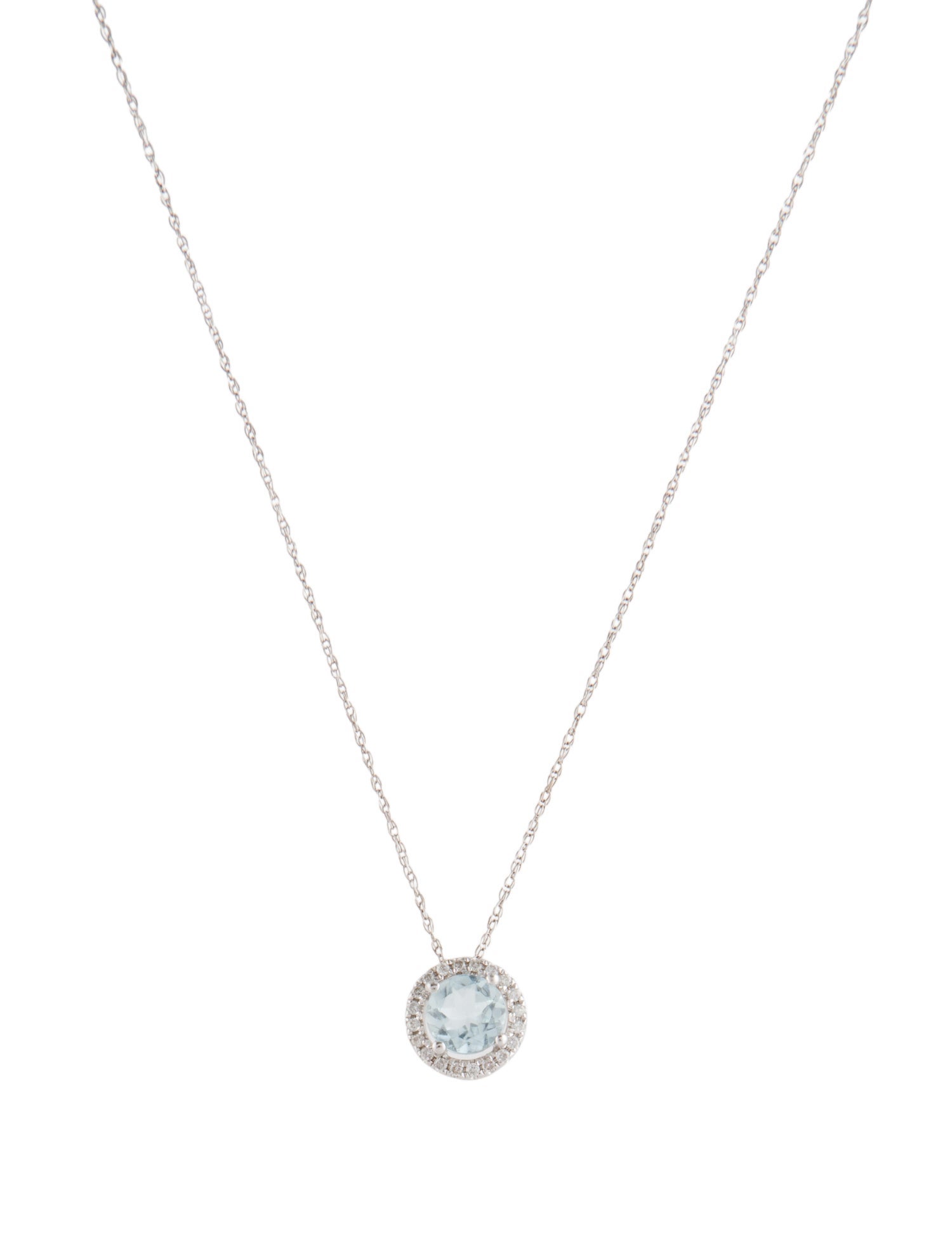 Necklace 14K Aquamarine & Diamond Pendant