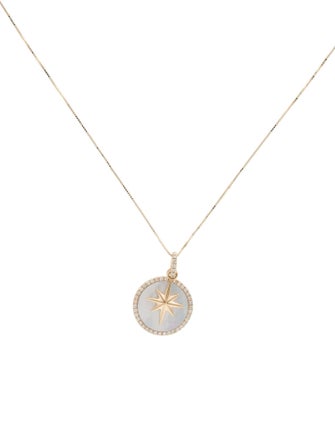 Necklace 14K Diamond & Mother of Pearl Star Pendant