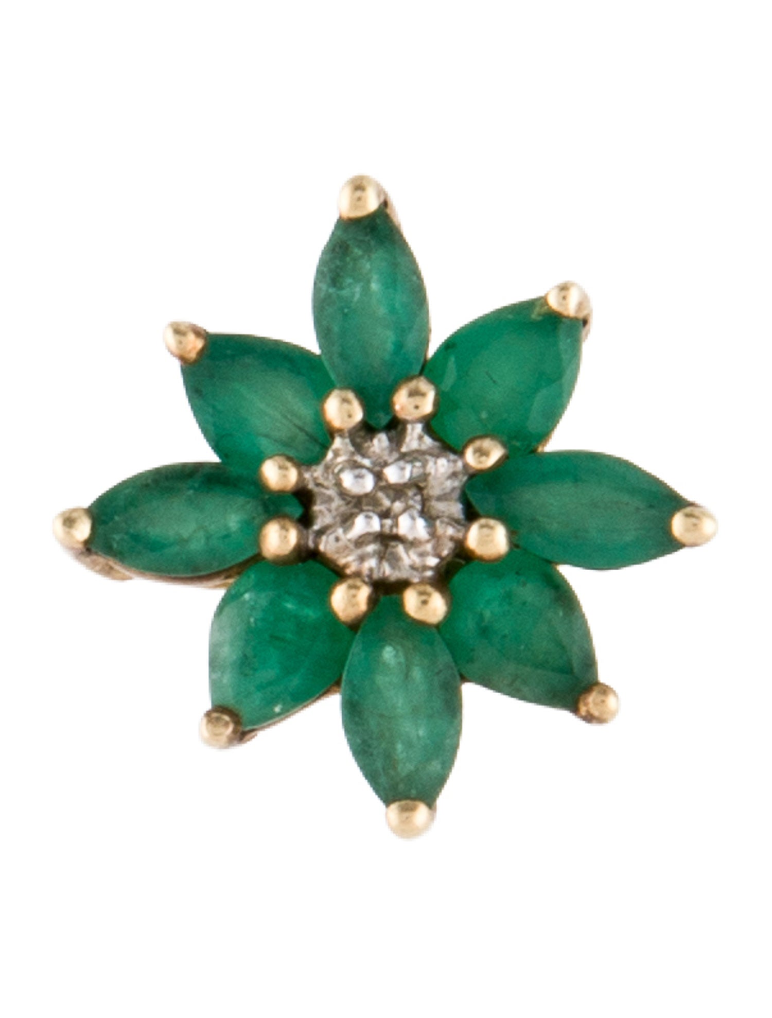 Necklace 10K Emerald & Diamond Flower Pendant