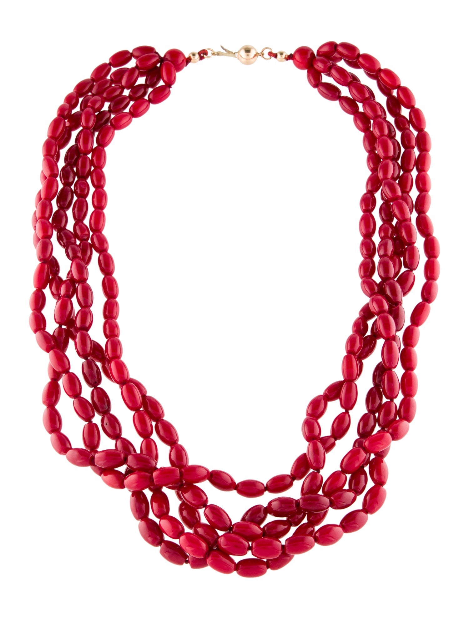 Necklace 14K Dyed Coral Multistrand