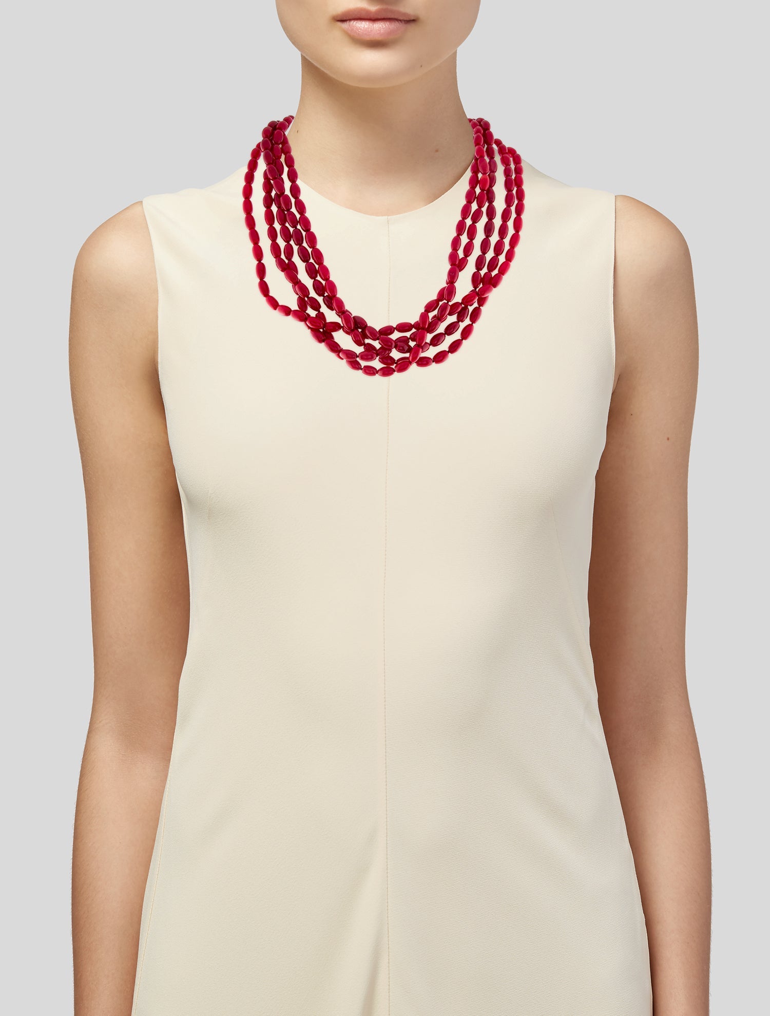 Necklace 14K Dyed Coral Multistrand