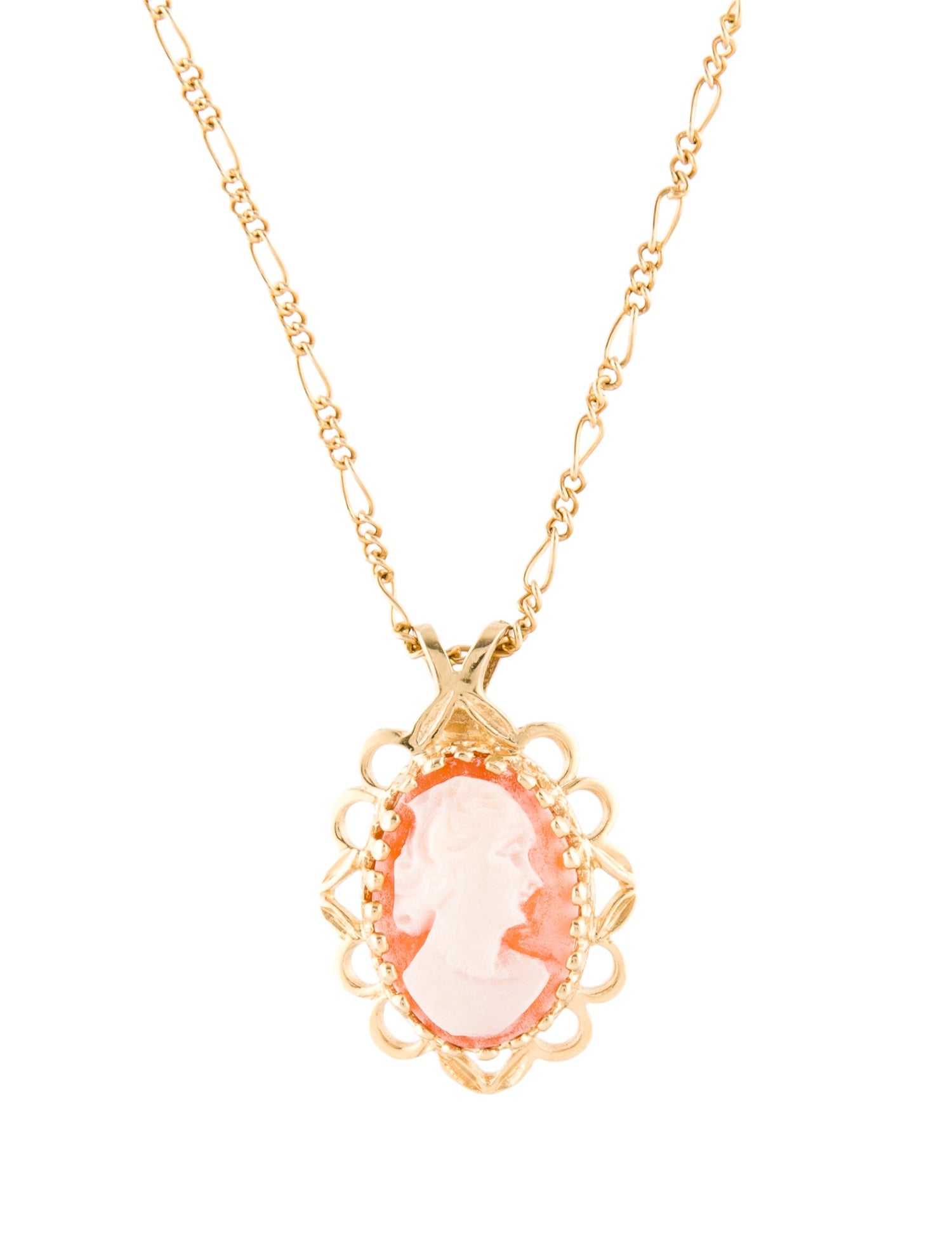 Necklace 14K Shell Cameo Pendant