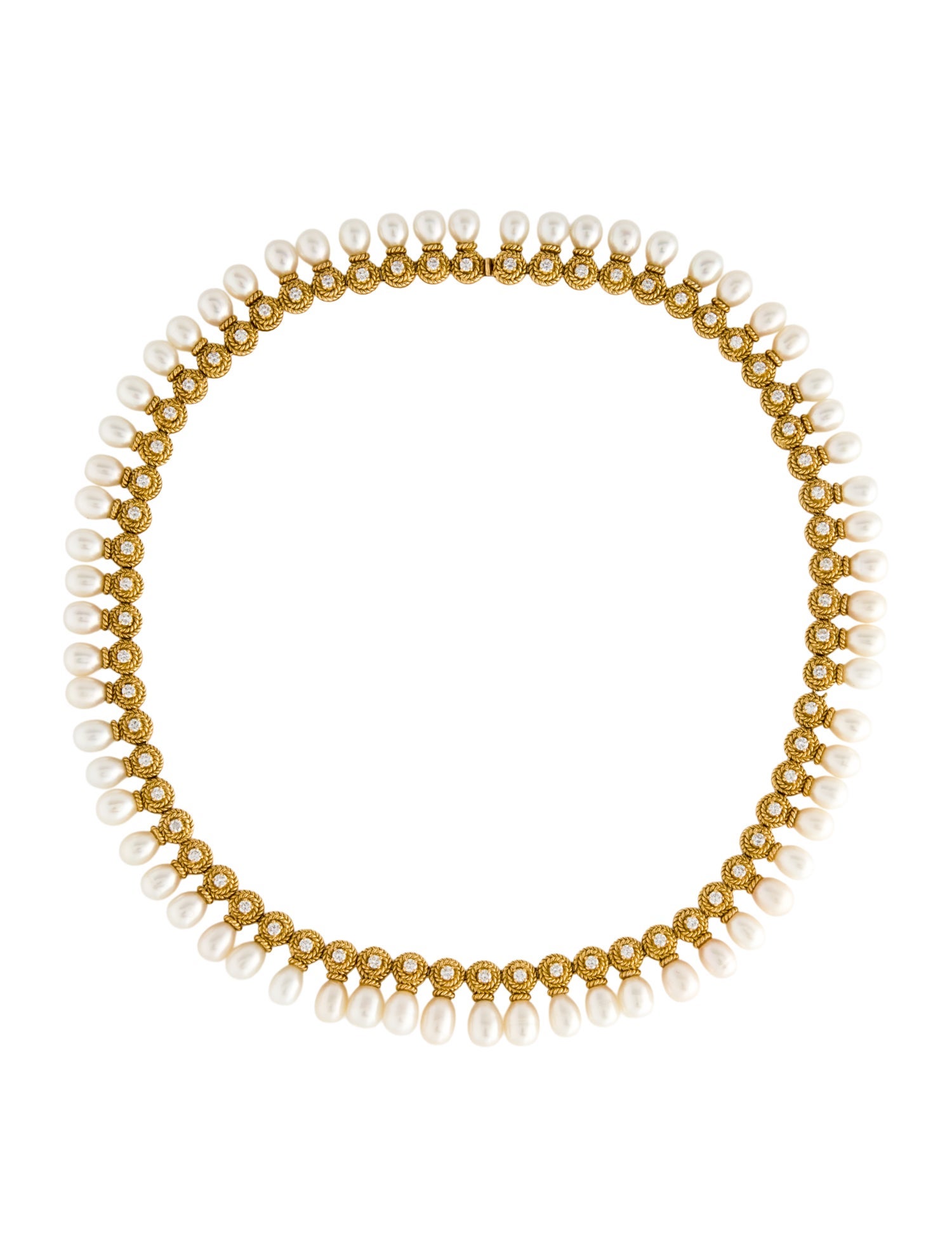 Necklace 18K Pearl & Diamond Collar