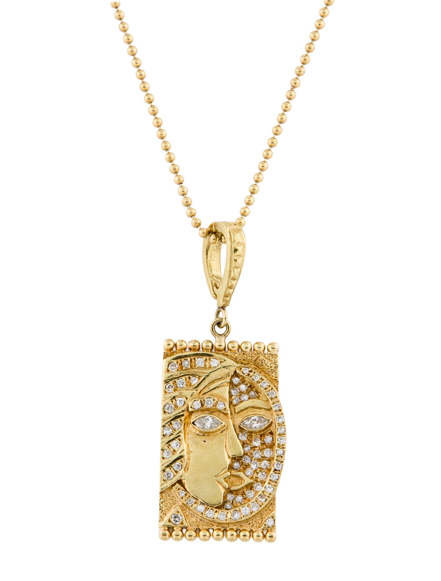 Necklace 18K Diamond Profile Pendant