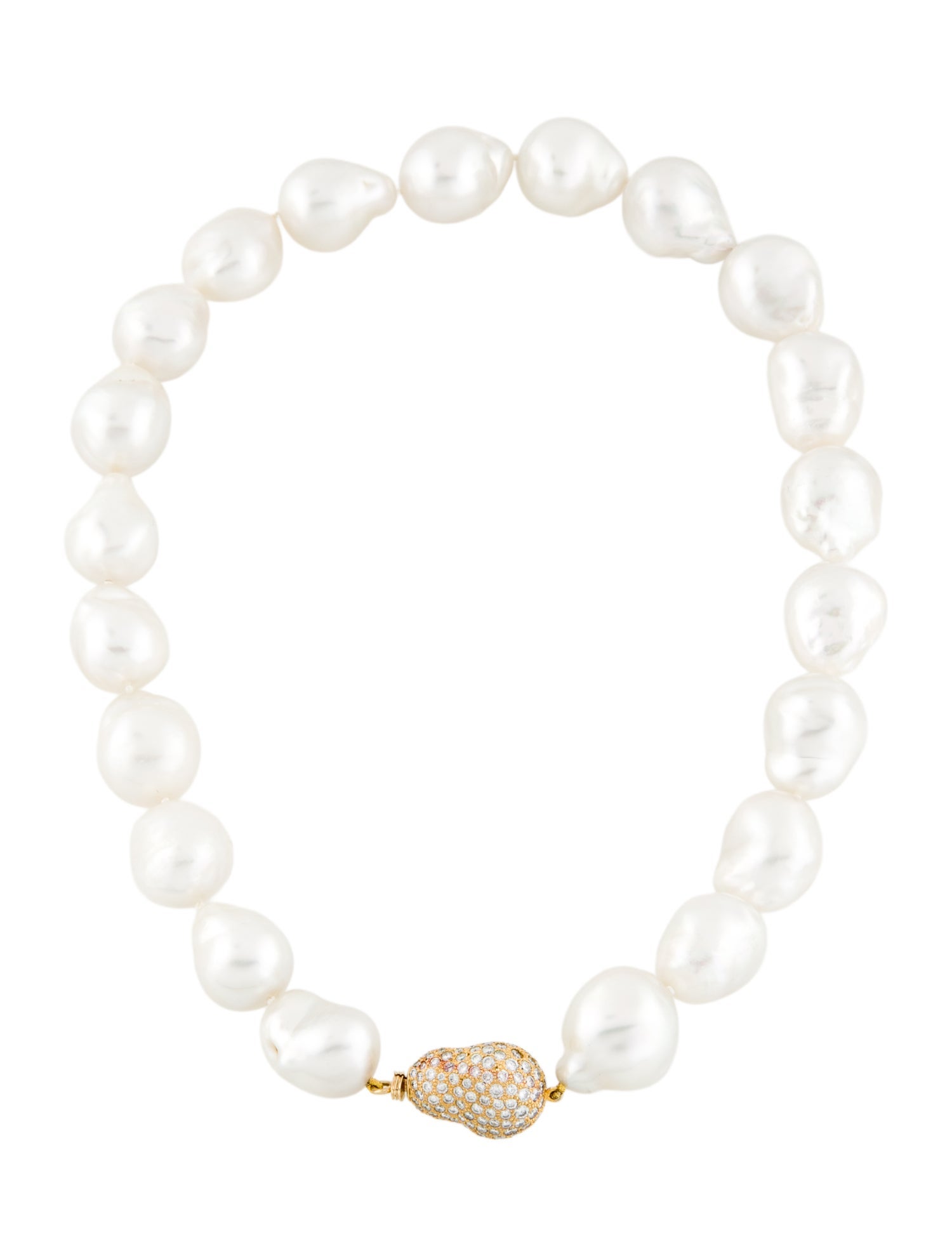 Necklace Baroque Pearl & Diamond Bead Strand