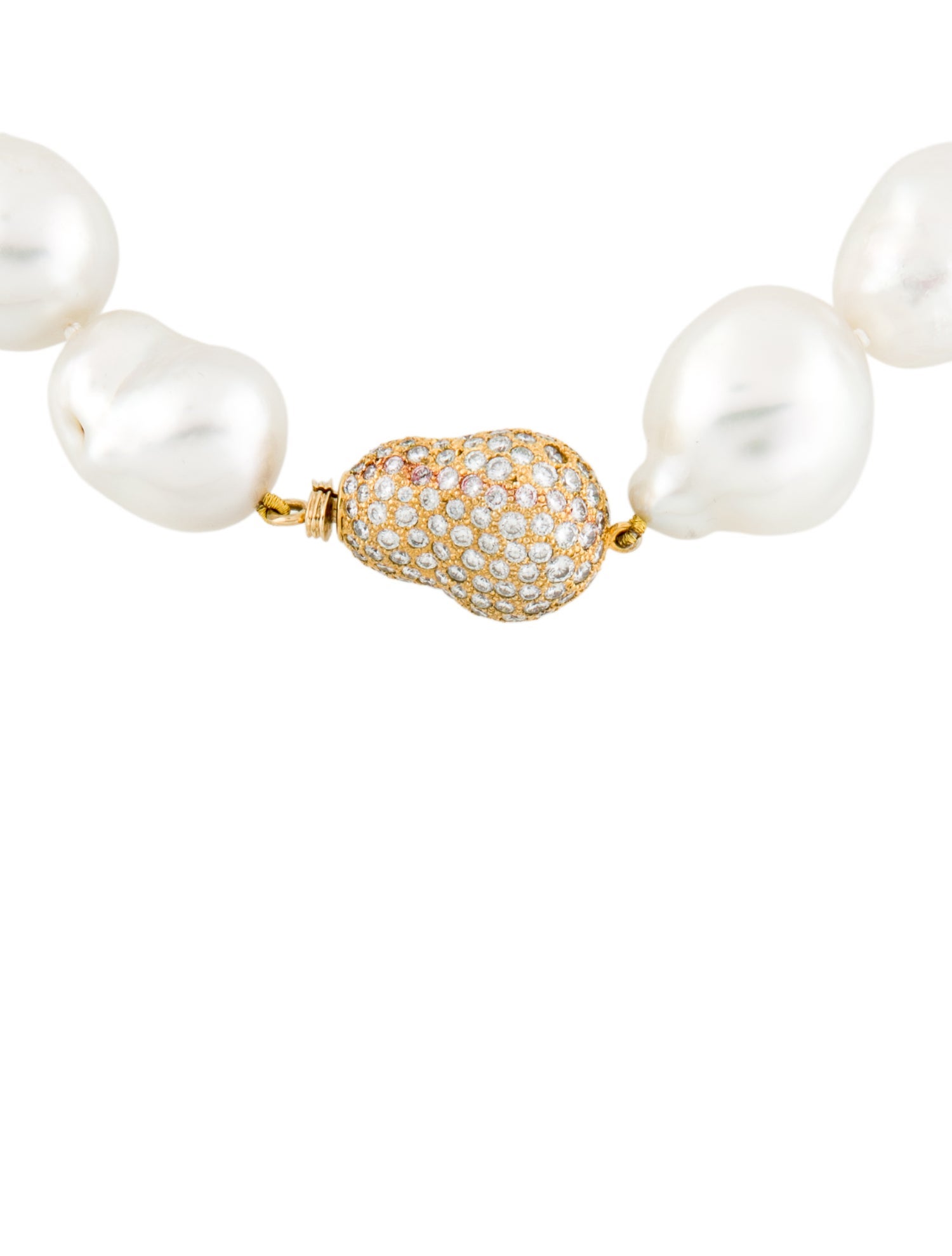 Necklace Baroque Pearl & Diamond Bead Strand