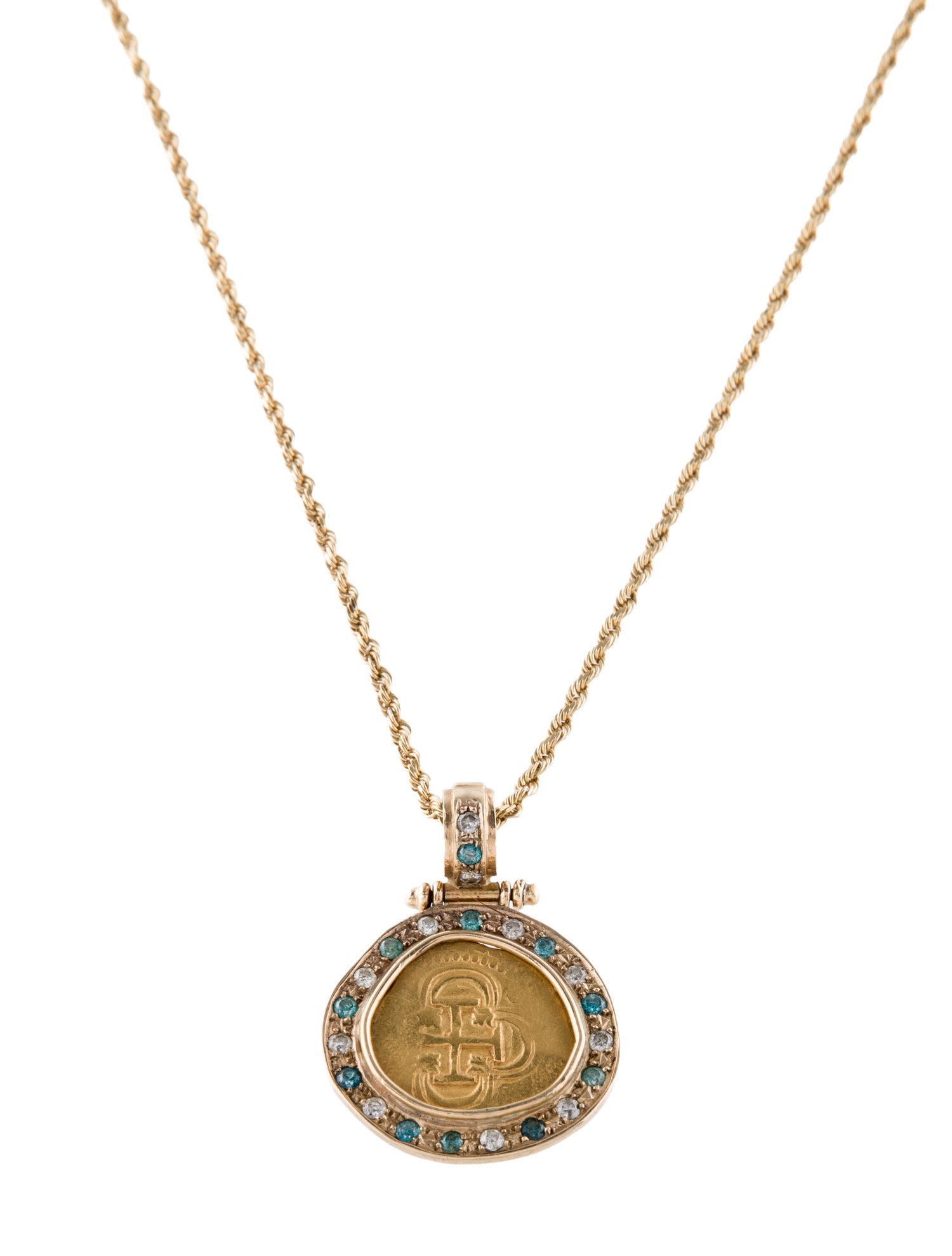 Necklace 10K Diamond Coin Pendant