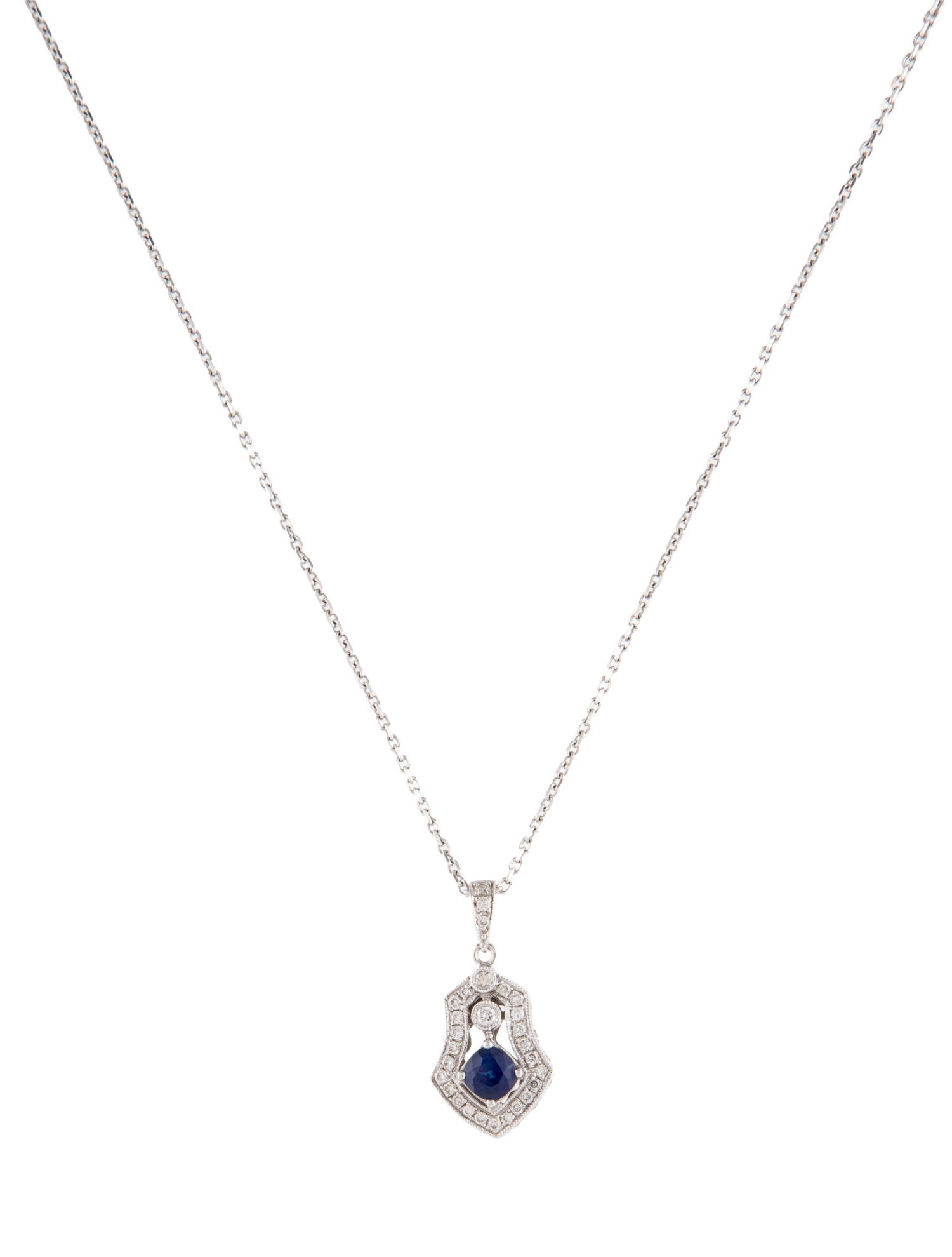 Necklace 14K Sapphire & Diamond Pendant