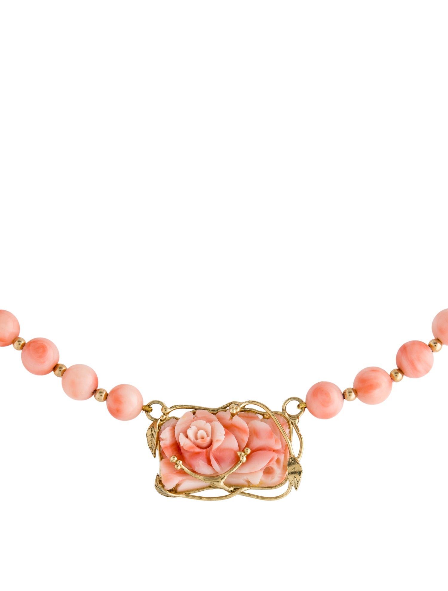 Necklace 14K Coral Bead Pendant